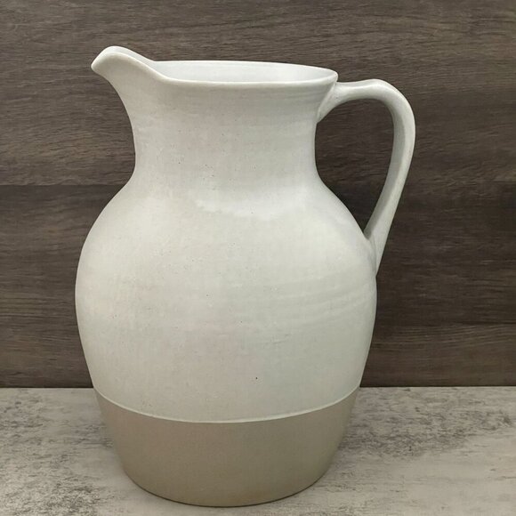 Amber Lewis Anthropologie Jayme Two-Tone Handled Porcelain Pitcher 125oz 10.25"H - Picture 5 of 11